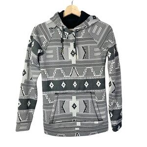 O'Neill Black & White Pullover Aztec‎ Hooded Sweatshirt XS